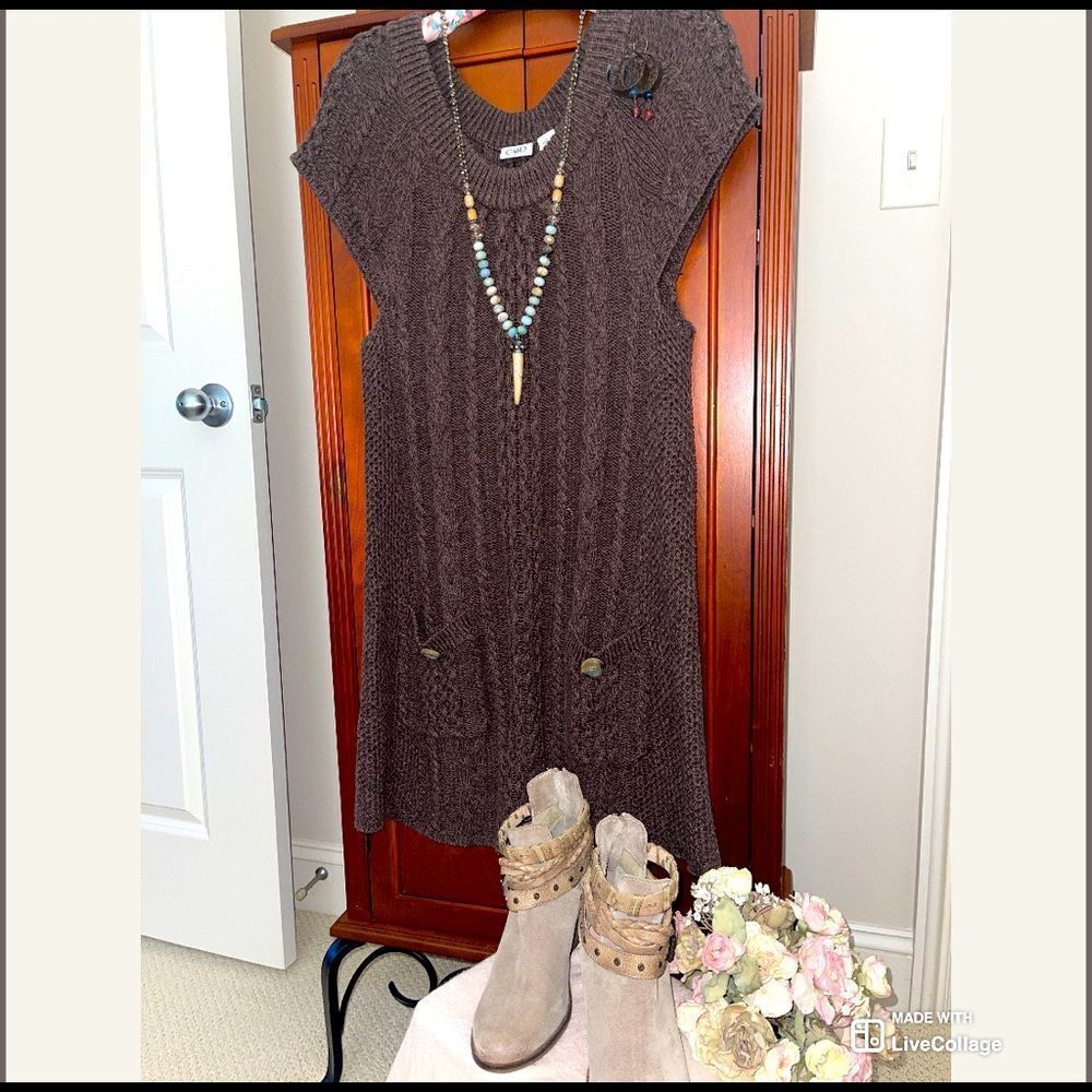 CATO Cable Knit Sweater Dress